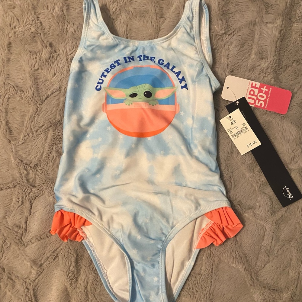 ⭐️NWT! 4T Baby Yoda one piece swimsuit